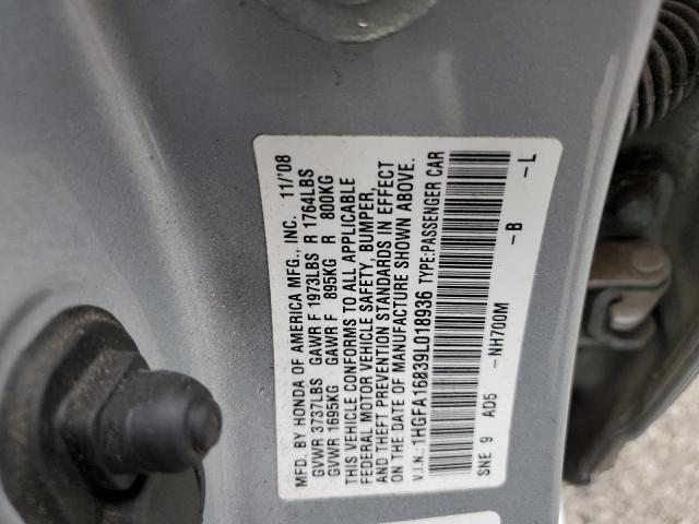 Photo 10 from auction – 2009 HONDA CIVIC EX with VIN 1HGFA16839L018936