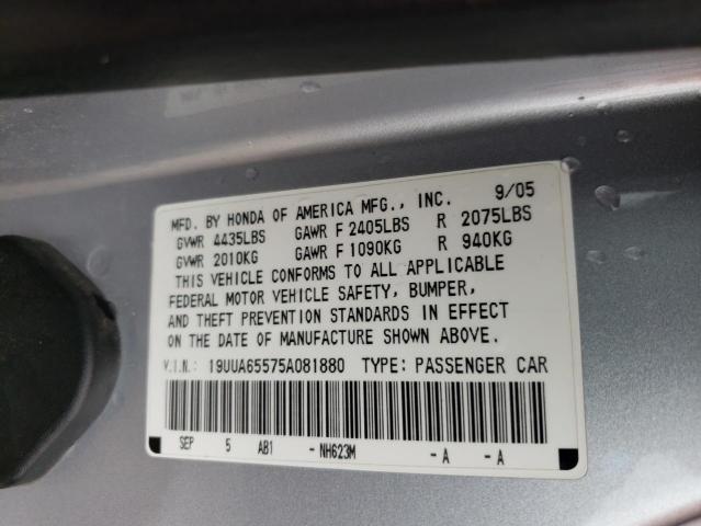 Photo 10 from auction – 2005 ACURA TL with VIN 19UUA65575A081880