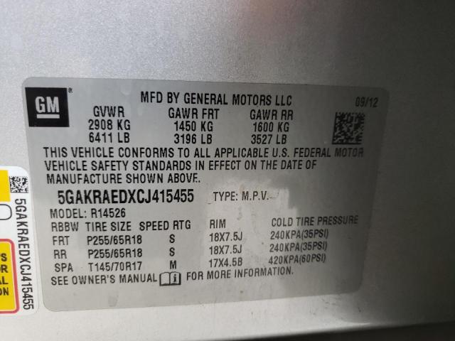 Photo 10 from auction – 2012 BUICK ENCLAVE with VIN 5GAKRAEDXCJ415455