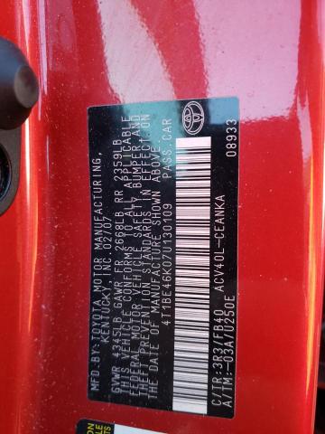 Photo 10 from auction – 2007 TOYOTA CAMRY CE with VIN 4T1BE46K07U130109