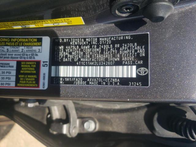 Photo 10 from auction – 2020 TOYOTA CAMRY LE with VIN 4T1C11AK2LU342607