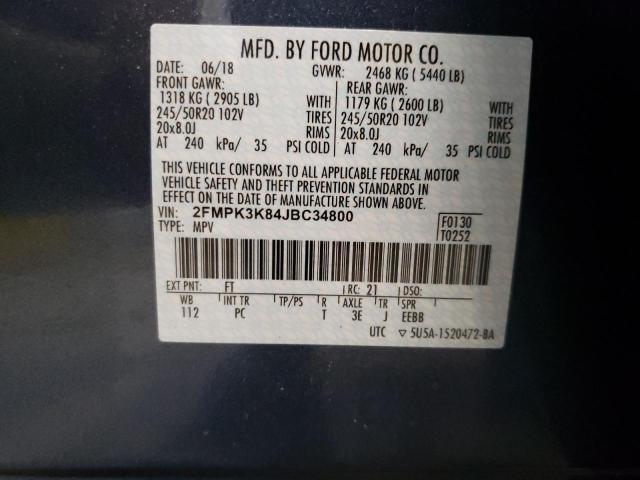 Photo 10 from auction – 2018 FORD EDGE TITAN with VIN 2FMPK3K84JBC34800