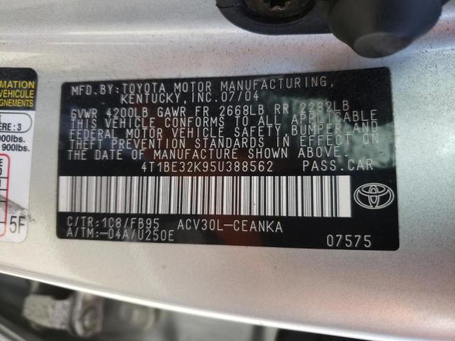 Photo 10 from auction – 2005 TOYOTA CAMRY LE with VIN 4T1BE32K95U388562