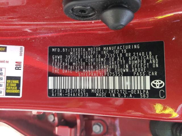 Photo 10 from auction – 2020 TOYOTA COROLLA LE with VIN 5YFEPRAE1LP075252