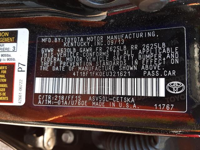 Photo 10 from auction – 2014 TOYOTA CAMRY L with VIN 4T1BF1FK0EU321621