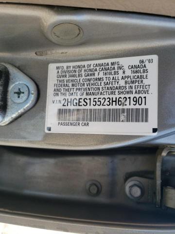 Photo 10 from auction – 2003 HONDA CIVIC LX with VIN 2HGES15523H621901