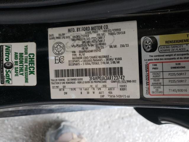 Photo 10 from auction – 2010 FORD FUSION SEL with VIN 3FAHP0JA3AR123742