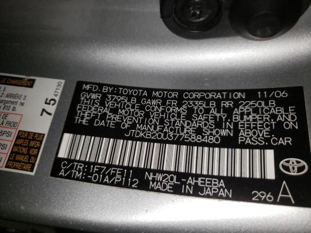 Photo 10 from auction – 2007 TOYOTA PRIUS with VIN JTDKB20U377588480