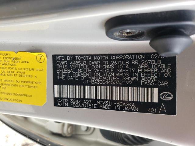 Photo 10 from auction – 2004 LEXUS ES 330 with VIN JTHBA30G445032199
