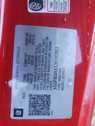 Photo 10 from auction – 2018 CHEVROLET CAMARO LT with VIN 1G1FB1RX3J0182863