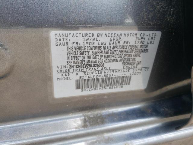 Photo 10 from auction – 2022 NISSAN VERSA SV with VIN 3N1CN8EV2NL826038