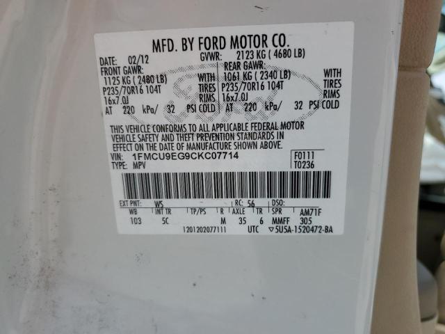 Photo 10 from auction – 2012 FORD ESCAPE LIM with VIN 1FMCU9EG9CKC07714