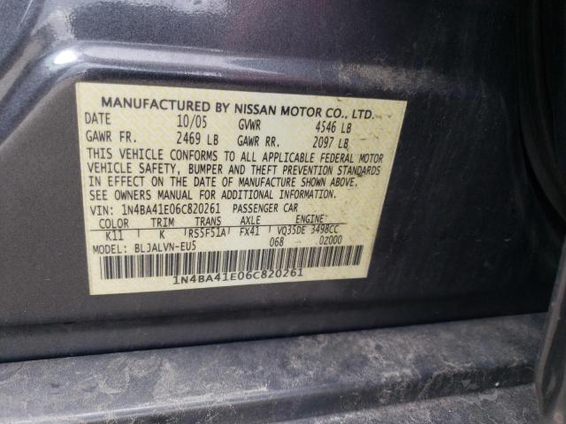 Photo 10 from auction – 2006 NISSAN MAXIMA SE with VIN 1N4BA41E06C820261