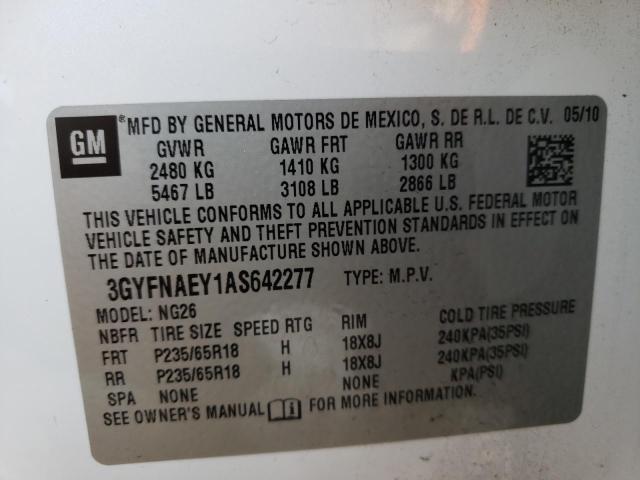 Photo 10 from auction – 2010 CADILLAC SRX with VIN 3GYFNAEY1AS642277