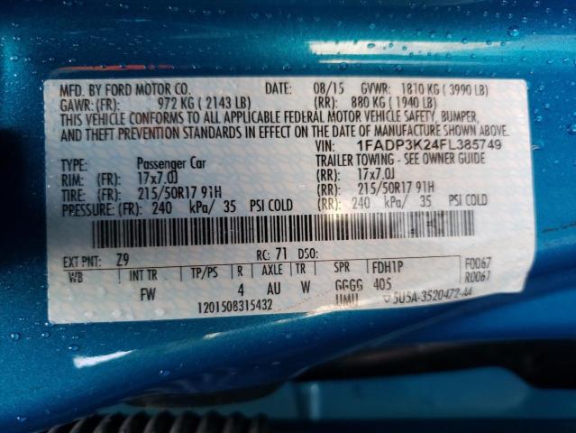 Photo 10 from auction – 2015 FORD FOCUS SE with VIN 1FADP3K24FL385749
