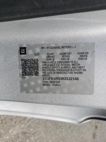 Photo 10 from auction – 2019 CHEVROLET CAMARO LS with VIN 1G1FB1RS3K0122166