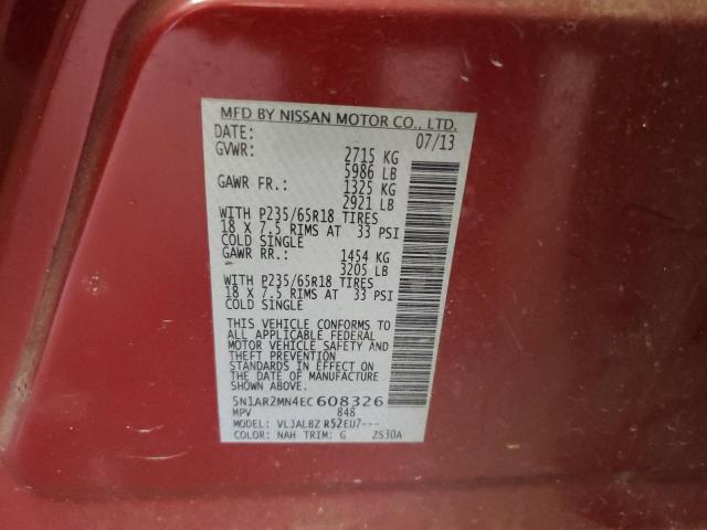 Photo 10 from auction – 2014 NISSAN PATHFINDER with VIN 5N1AR2MN4EC608326