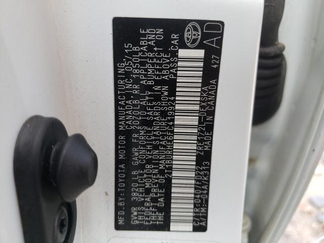 Photo 10 from auction – 2015 TOYOTA COROLLA L with VIN 2T1BURHE6FC419924
