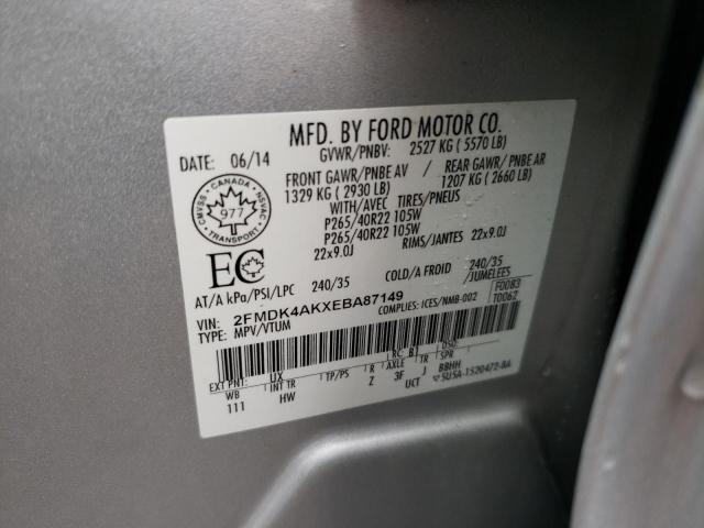 Photo 10 from auction – 2014 FORD EDGE SPORT with VIN 2FMDK4AKXEBA87149