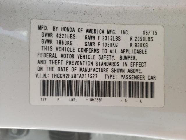 Photo 10 from auction – 2015 HONDA ACCORD SPO with VIN 1HGCR2F58FA217527