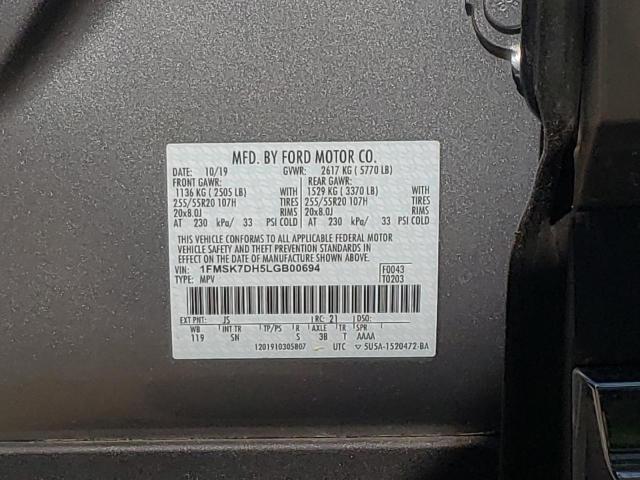 Photo 10 from auction – 2020 FORD EXPLORER X with VIN 1FMSK7DH5LGB00694