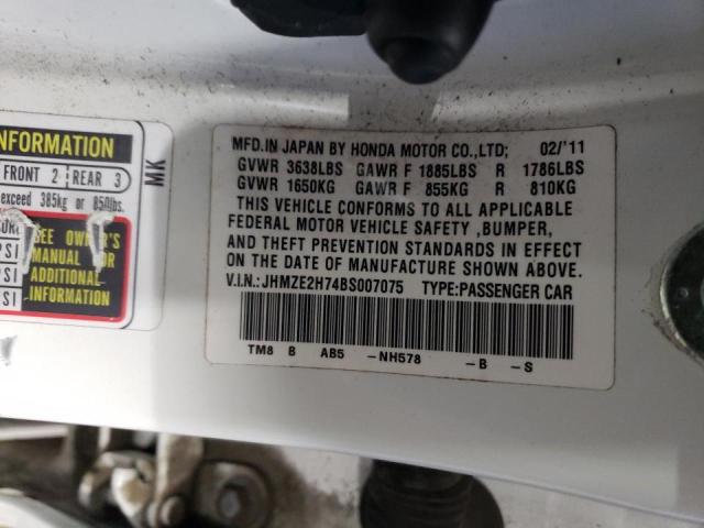 Photo 10 from auction – 2011 HONDA INSIGHT EX with VIN JHMZE2H74BS007075