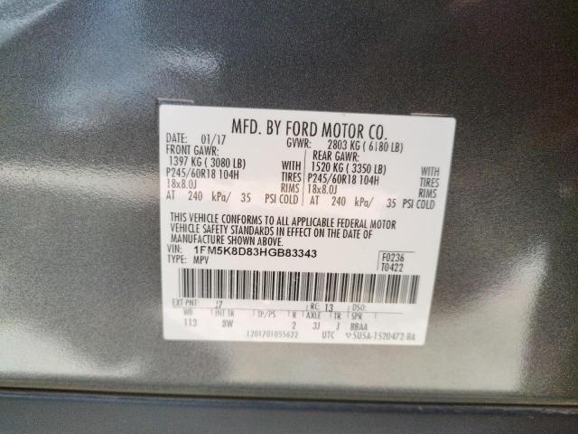 Photo 10 from auction – 2017 FORD EXPLORER X with VIN 1FM5K8D83HGB83343