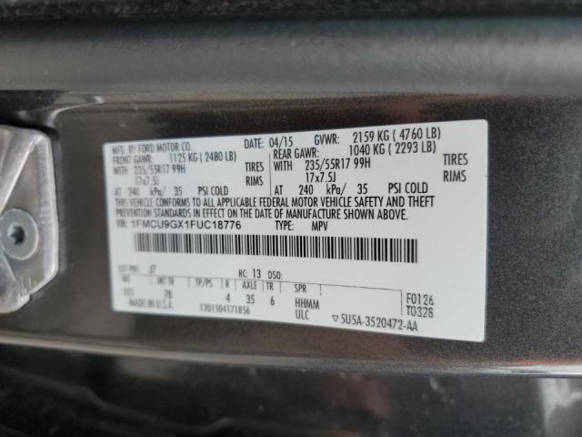 Photo 10 from auction – 2015 FORD ESCAPE SE with VIN 1FMCU9GX1FUC18776