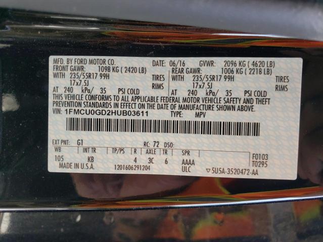 Photo 10 from auction – 2017 FORD ESCAPE SE with VIN 1FMCU0GD2HUB03611