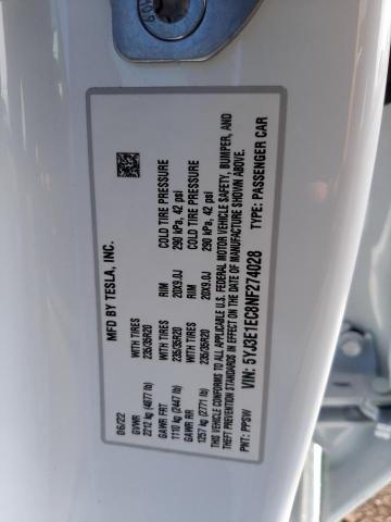 Photo 10 from auction – 2022 TESLA MODEL 3 with VIN 5YJ3E1EC8NF274028