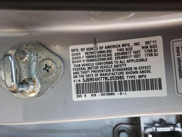 Photo 10 from auction – 2011 HONDA CR-V EXL with VIN 5J6RE4H77BL053985