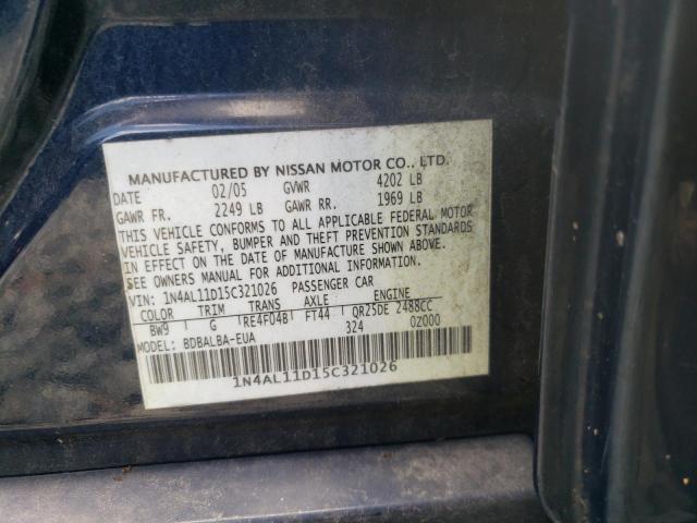 Photo 10 from auction – 2005 NISSAN ALTIMA with VIN 1N4AL11D15C321026