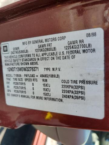 Photo 10 from auction – 1998 CHEVROLET BLAZER with VIN 1GNDT13W0W2278271