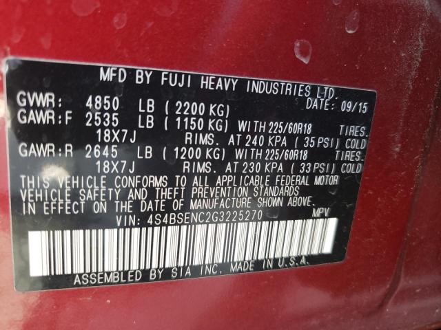 Photo 10 from auction – 2016 SUBARU OUTBACK 3. with VIN 4S4BSENC2G3225270