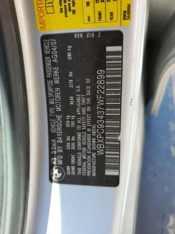 Photo 10 from auction – 2007 BMW X3 3.0SI with VIN WBXPC93437WF22899