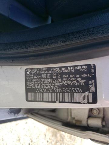 Photo 10 from auction – 1992 BMW 318 I with VIN WBACA5311NFG03376