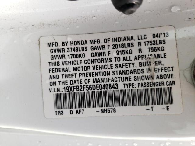 Photo 10 from auction – 2013 HONDA CIVIC LX with VIN 19XFB2F56DE040843