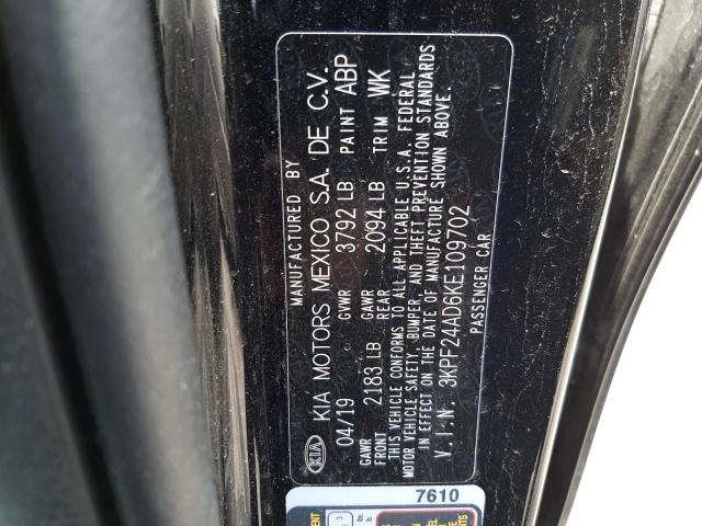 Photo 10 from auction – 2019 KIA FORTE FE with VIN 3KPF24AD6KE109702