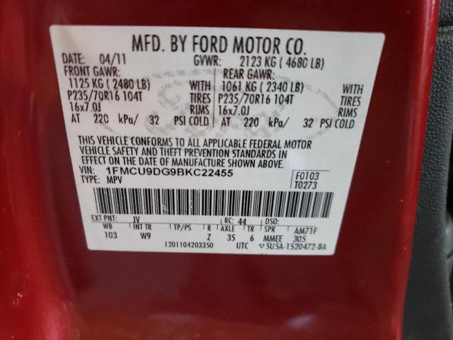 Photo 10 from auction – 2011 FORD ESCAPE XLT with VIN 1FMCU9DG9BKC22455