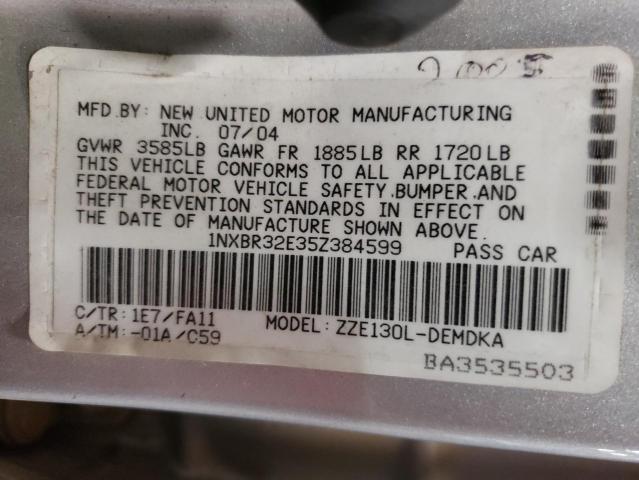 Photo 10 from auction – 2005 TOYOTA COROLLA CE with VIN 1NXBR32E35Z384599