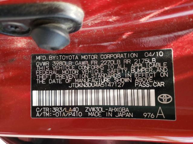 Photo 10 from auction – 2010 TOYOTA PRIUS with VIN JTDKN3DU4A5147127