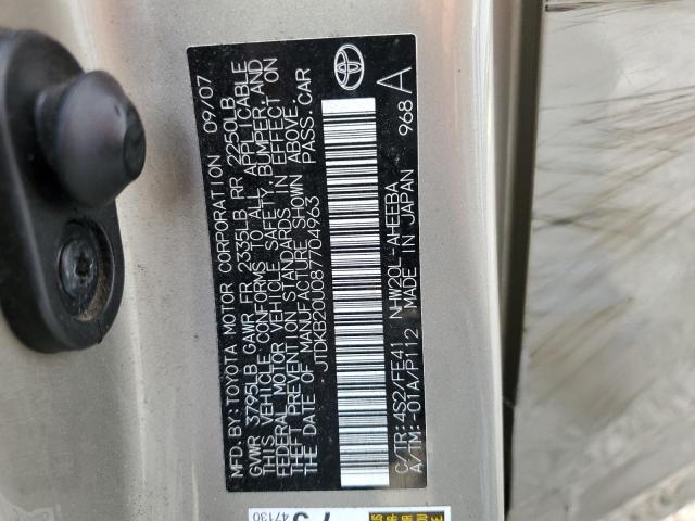 Photo 10 from auction – 2008 TOYOTA PRIUS with VIN JTDKB20U087704963