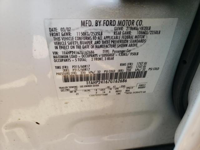 Photo 10 from auction – 2007 FORD FIVE HUNDR with VIN 1FAHP24167G162686