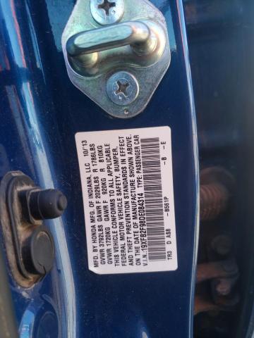 Photo 10 from auction – 2013 HONDA CIVIC EXL with VIN 19XFB2F98DE084314
