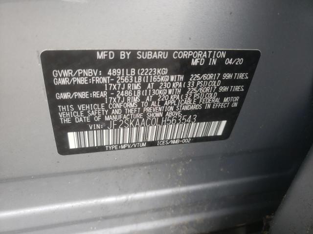 Photo 10 from auction – 2020 SUBARU FORESTER with VIN JF2SKAAC0LH563543