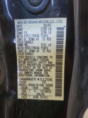 Photo 10 from auction – 2007 NISSAN FRONTIER with VIN 1N6AD06U37C451206