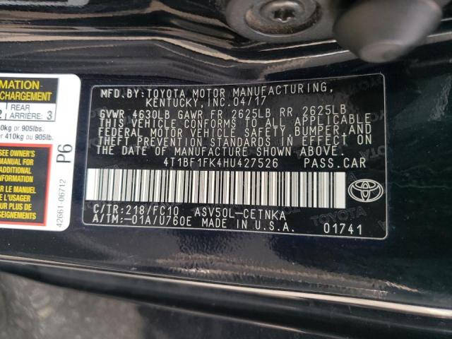 Photo 10 from auction – 2017 TOYOTA CAMRY LE with VIN 4T1BF1FK4HU427526