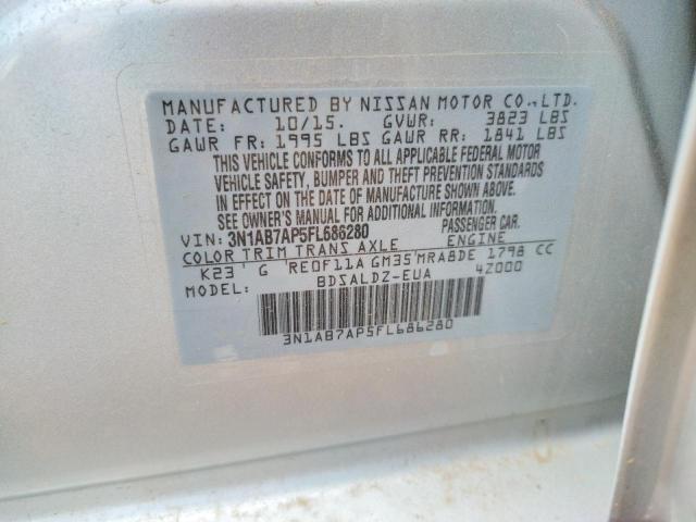 Photo 10 from auction – 2015 NISSAN SENTRA S with VIN 3N1AB7AP5FL686280