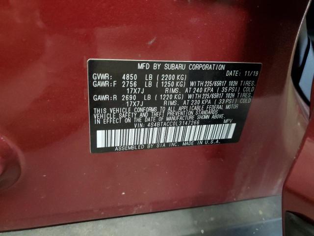 Photo 10 from auction – 2020 SUBARU OUTBACK PR with VIN 4S4BTACC0L3147266
