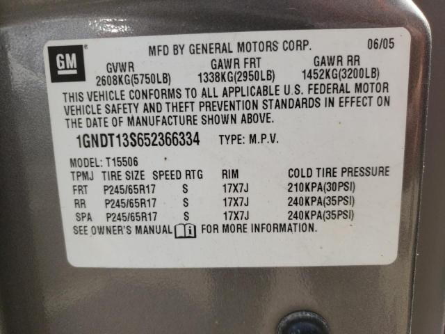 Photo 10 from auction – 2005 CHEVROLET TRAILBLAZE with VIN 1GNDT13S652366334